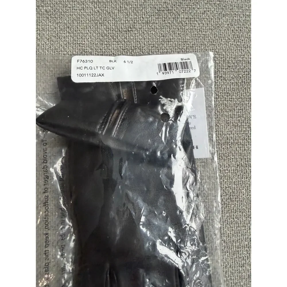 Coach Horse And Carriage Sheep Leather Tech Gloves Black Size 6.5 - F76310 New